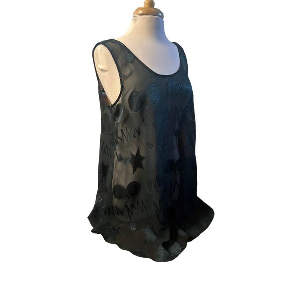 Vintage M Victoria's Secret Gold Label Green Sheer Tank Tunic Top Geometric - Picture 1 of 6